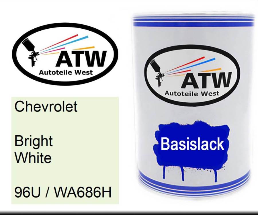 Chevrolet, Bright White, 96U / WA686H: 500ml Lackdose, von ATW Autoteile West.